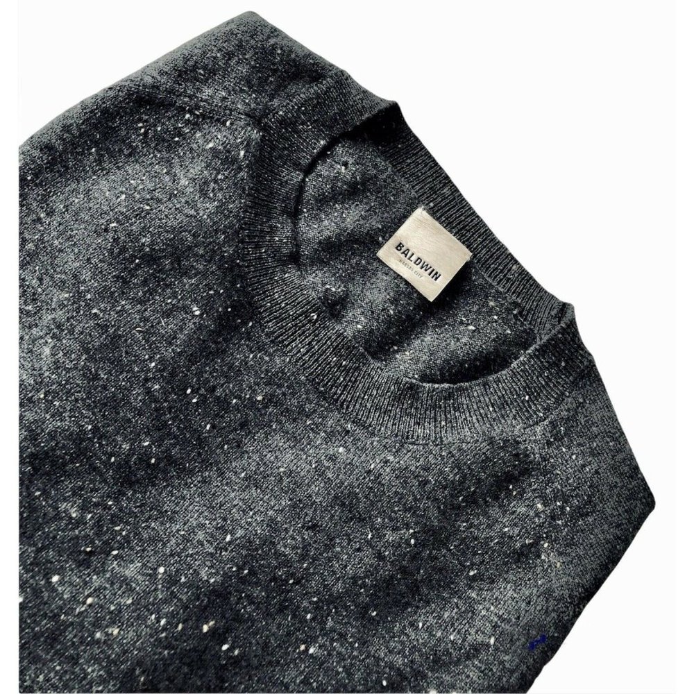 Baldwin Leader Wool & Cashmere Crew Neck Sweater Speckled Dark Gray XXL